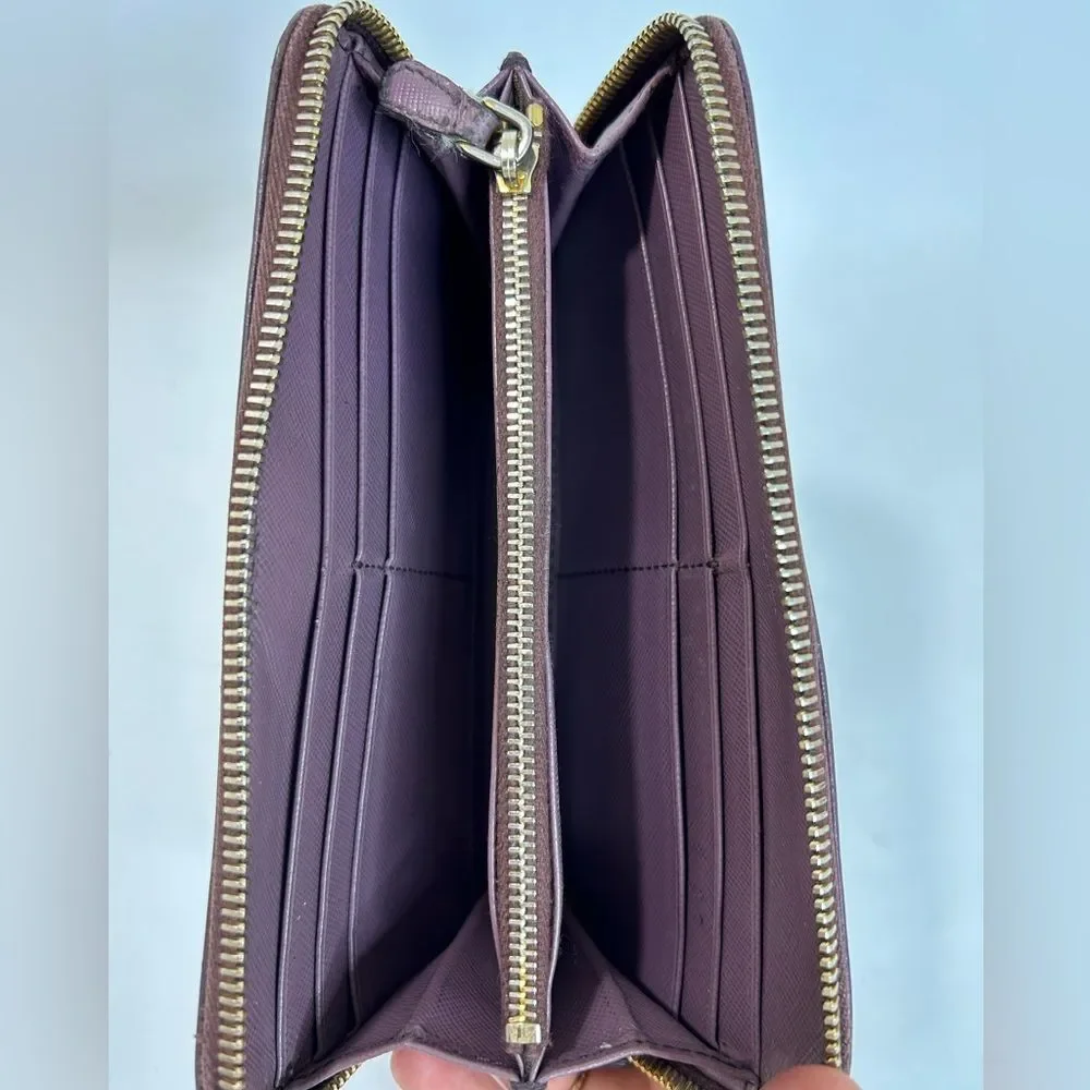 Prada Purple Saffiano Leather Zippy Wallet